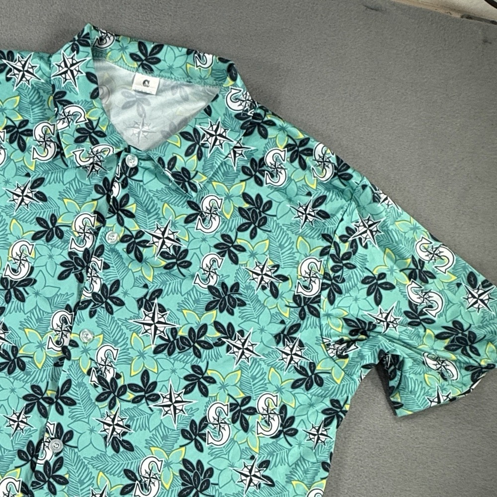 Seattle Mariners Hawaiian Shirt Stadium Giveaway XL MLB Blue Green Button Up